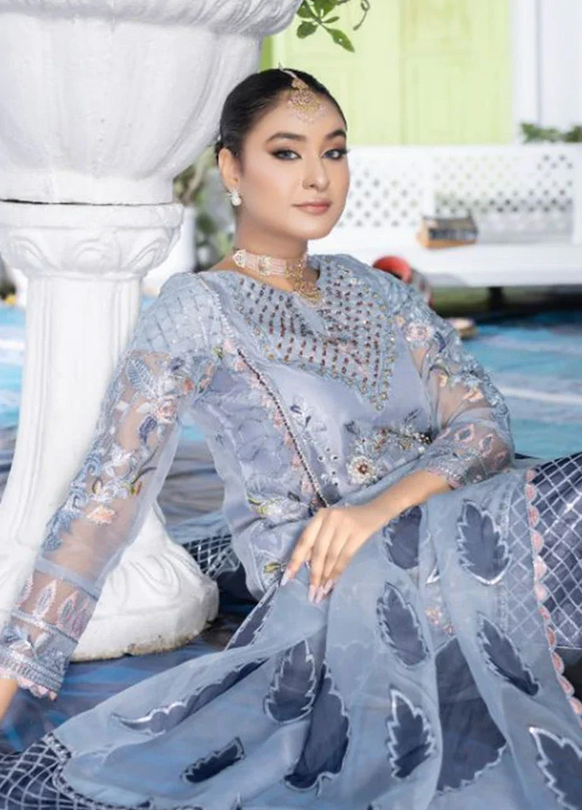 Ketifa Luxury Embroidered Organza 3 Piece Unstitched Suit KF24LU D-AF-0107 FLORAL GRAY Ketifa Luxury Embroidered Organza 3 Piece Unstitched Suit KF24LU D-AF-0107 FLORAL GRAY