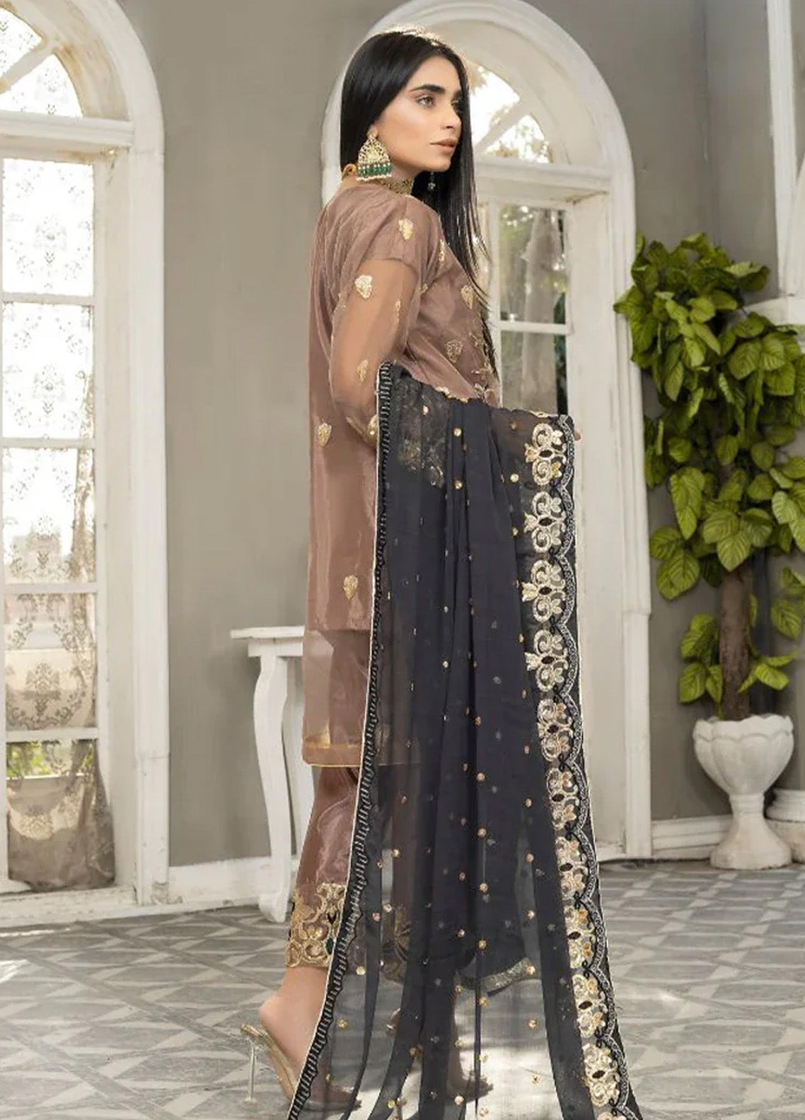 Ketifa Luxury Embroidered Organza 3 Piece Unstitched Suit KF24LU D-AR-0403 PRISMATIC BROWN Ketifa Luxury Embroidered Organza 3 Piece Unstitched Suit KF24LU D-AR-0403 PRISMATIC BROWN