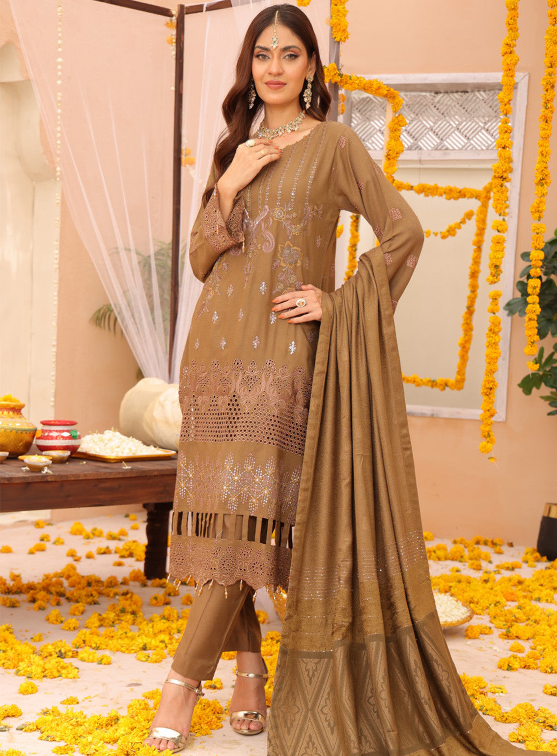 Khoobsorat By Schick Embroidered Peach Leather 3 Piece Unstitched Suit SDH24K D-01 Khoobsorat By Schick Embroidered Peach Leather 3 Piece Unstitched Suit SDH24K D-01