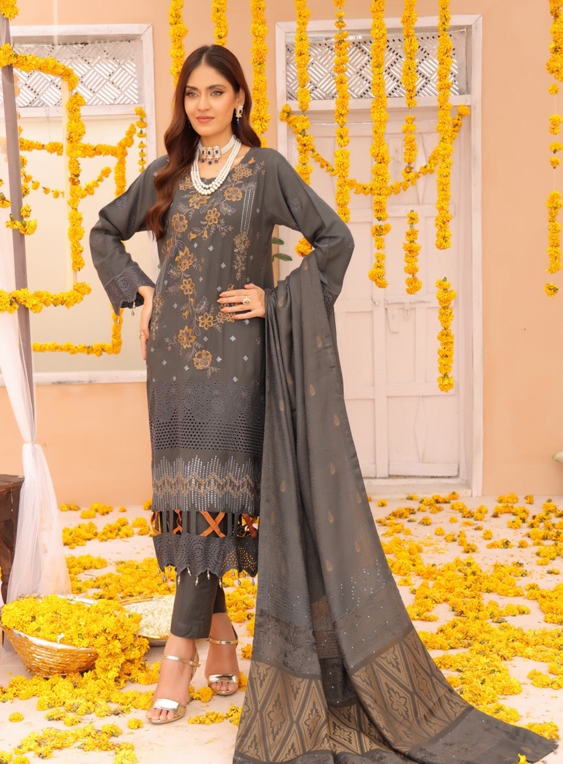 Khoobsorat By Schick Embroidered Peach Leather 3 Piece Unstitched Suit SDH24K D-02 Khoobsorat By Schick Embroidered Peach Leather 3 Piece Unstitched Suit SDH24K D-02