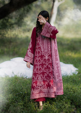 Khunki By Casual Lite Premium Embroidered Dhanak 3 Piece Stitched Suit CL25kWV1 D-02 BERRY