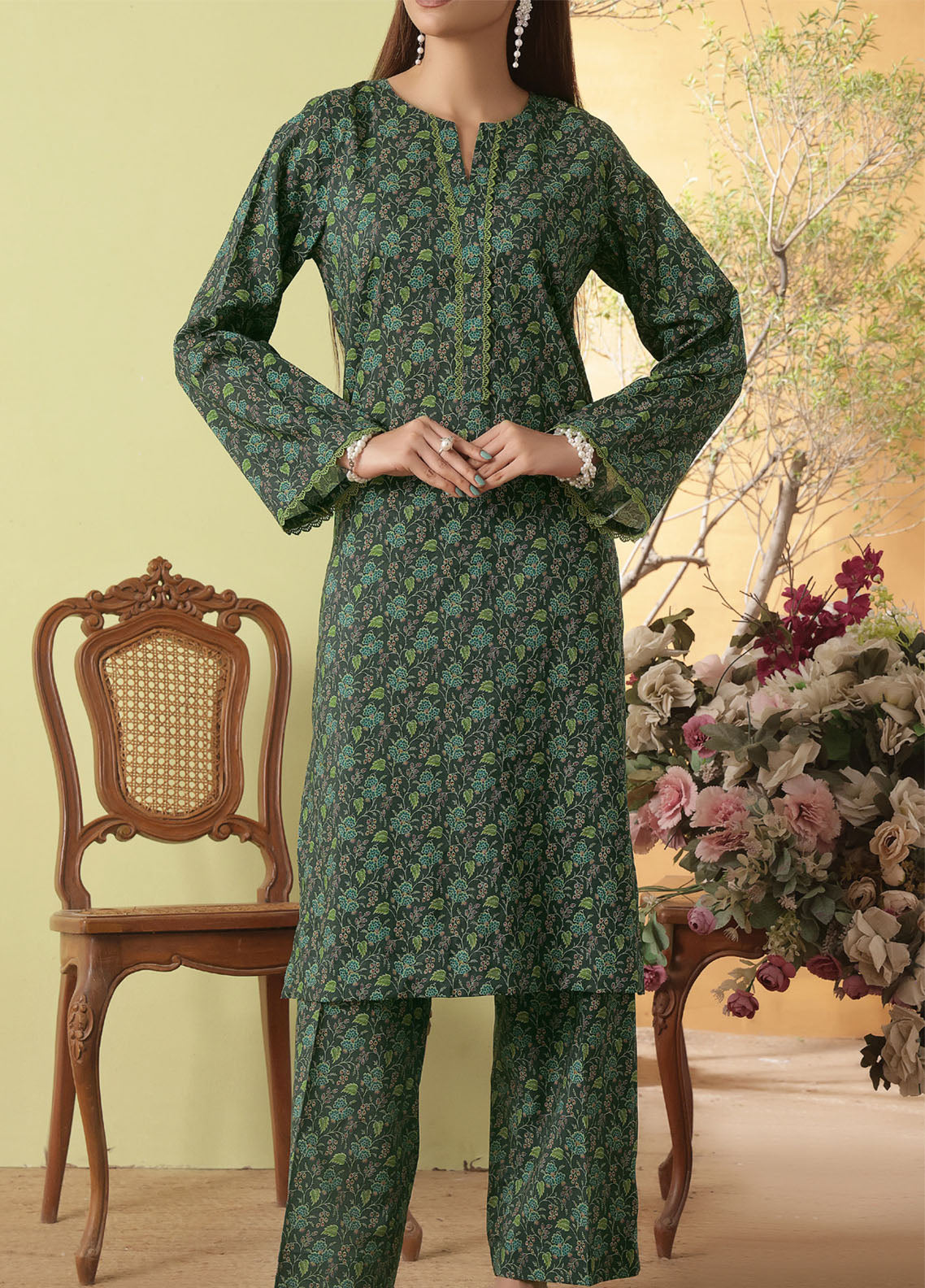 Korean By VS Textile Co-Ord's Printed Lawn 2 Piece Unstitched Shirt & Trouser VS26KCOPV1 D-702 Korean By VS Textile Co-Ord's Printed Lawn 2 Piece Unstitched Shirt & Trouser VS26KCOPV1 D-702