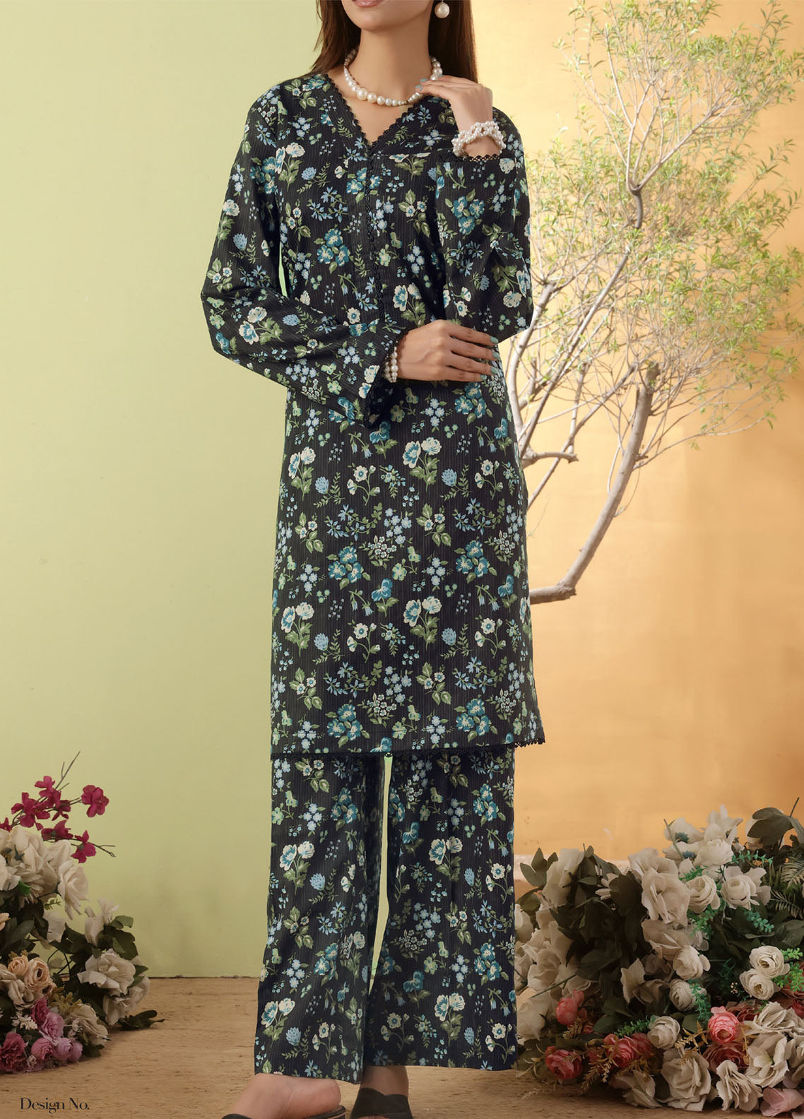 Korean By VS Textile Co-Ord's Printed Lawn 2 Piece Unstitched Shirt & Trouser VS26KCOPV1 D-706 Korean By VS Textile Co-Ord's Printed Lawn 2 Piece Unstitched Shirt & Trouser VS26KCOPV1 D-706