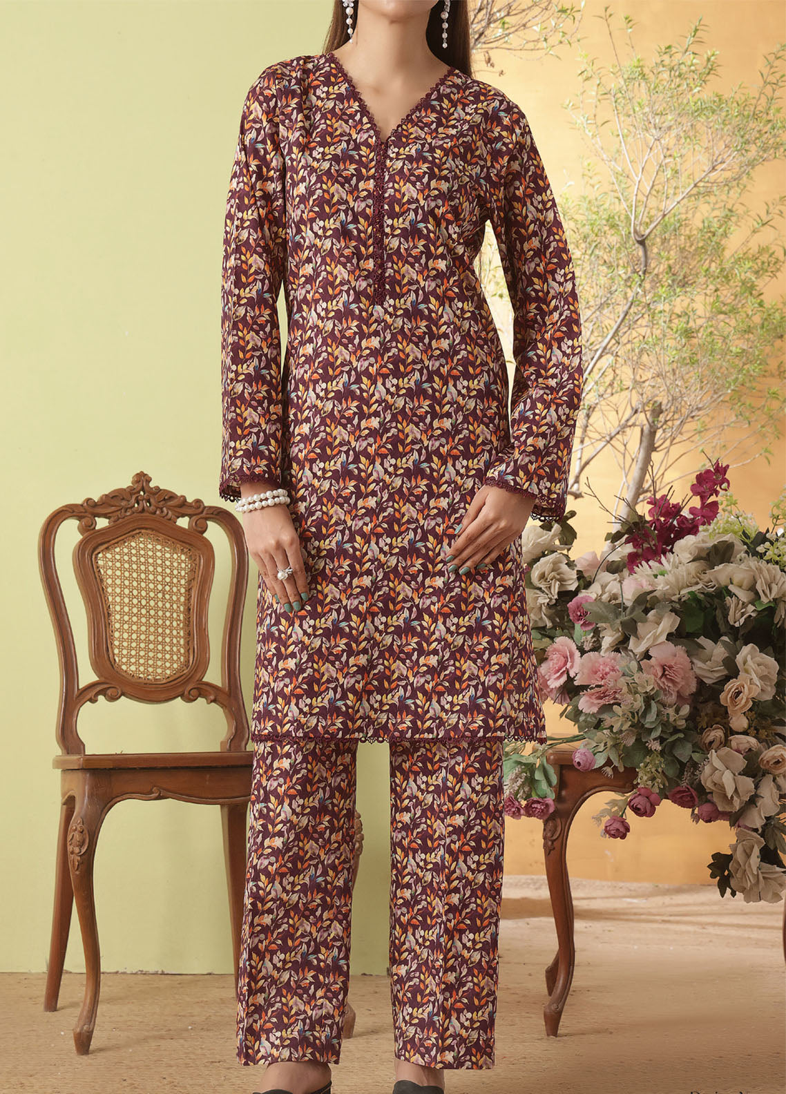 Korean By VS Textile Co-Ord's Printed Lawn 2 Piece Unstitched Shirt & Trouser VS26KCOPV1 D-707 Korean By VS Textile Co-Ord's Printed Lawn 2 Piece Unstitched Shirt & Trouser VS26KCOPV1 D-707