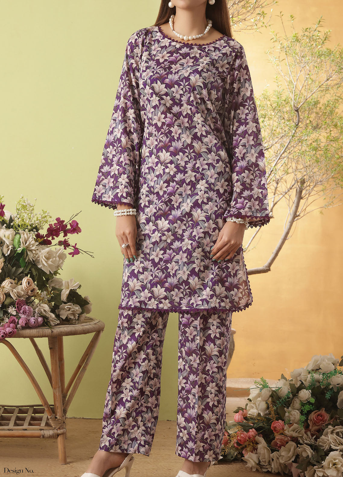 Korean By VS Textile Co-Ord's Printed Lawn 2 Piece Unstitched Shirt & Trouser VS26KCOPV1 D-709 Korean By VS Textile Co-Ord's Printed Lawn 2 Piece Unstitched Shirt & Trouser VS26KCOPV1 D-709