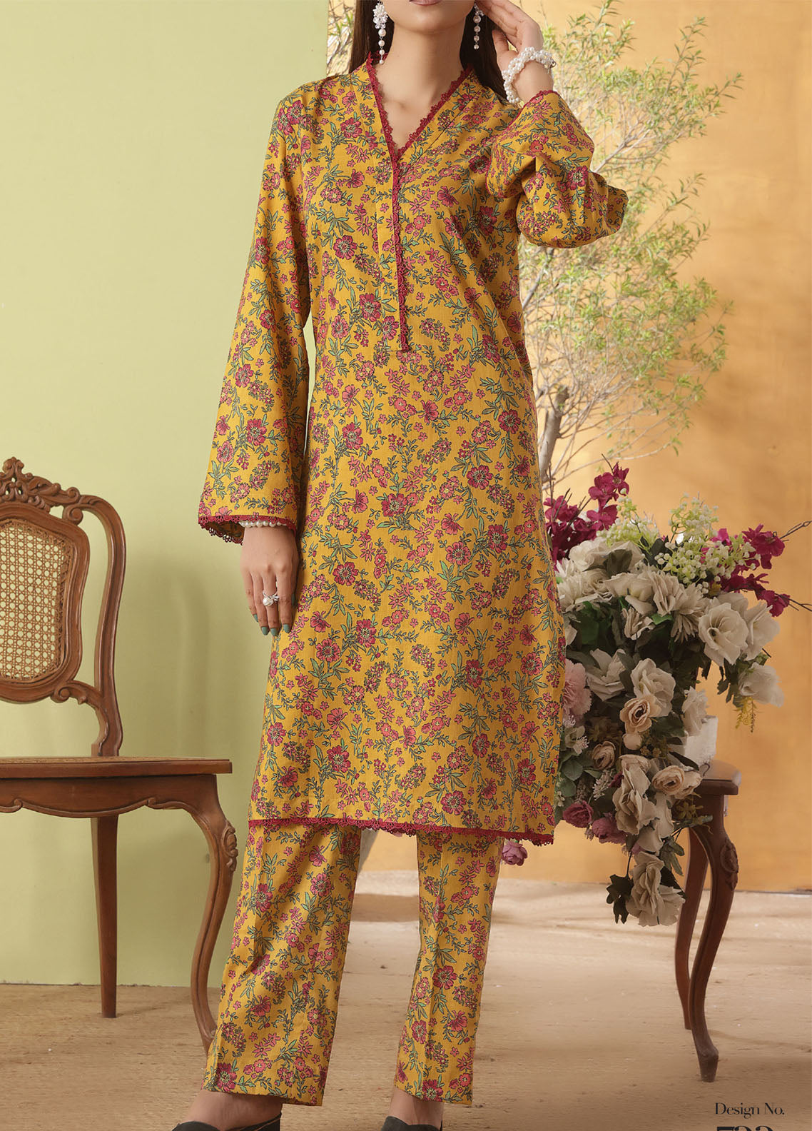 Korean By VS Textile Co-Ord's Printed Lawn 2 Piece Unstitched Shirt & Trouser VS26KCOPV1 D-722 Korean By VS Textile Co-Ord's Printed Lawn 2 Piece Unstitched Shirt & Trouser VS26KCOPV1 D-722