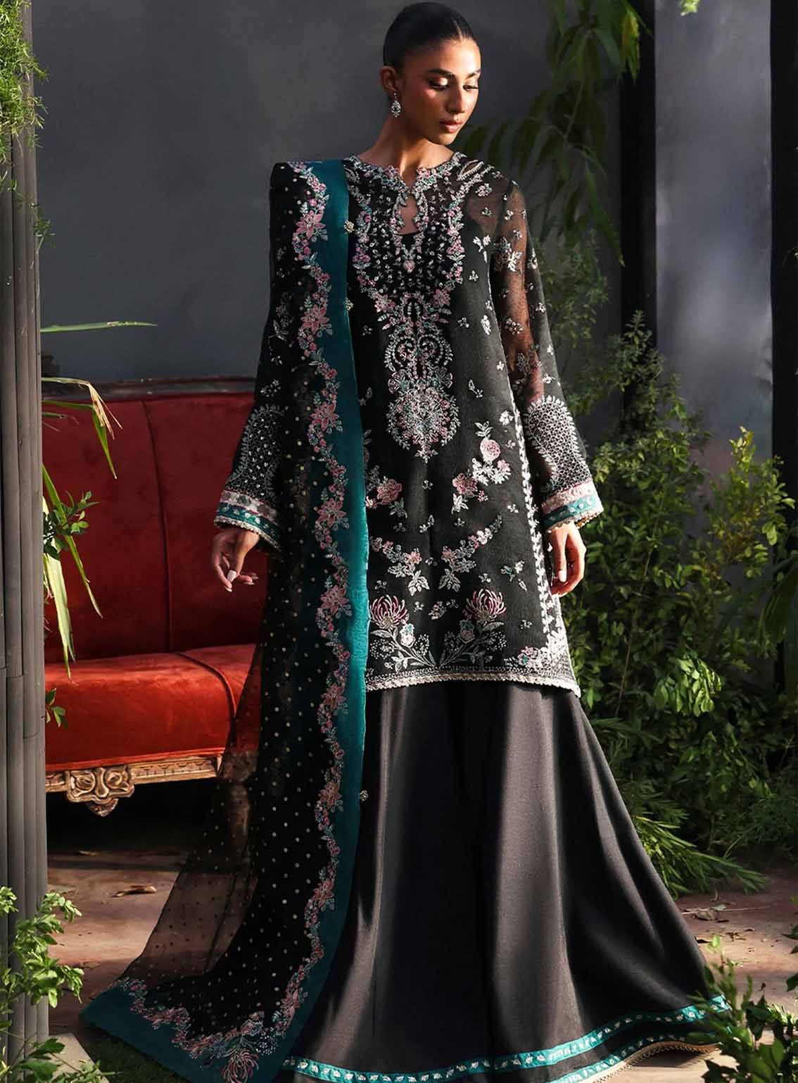 La Fuchsia By Afrozeh Embroidered Khaddi Net 3 Piece Unstitched Suit AF25LFV1 D-07 LAROSEA La Fuchsia By Afrozeh Embroidered Khaddi Net 3 Piece Unstitched Suit AF25LFV1 D-07 LAROSEA