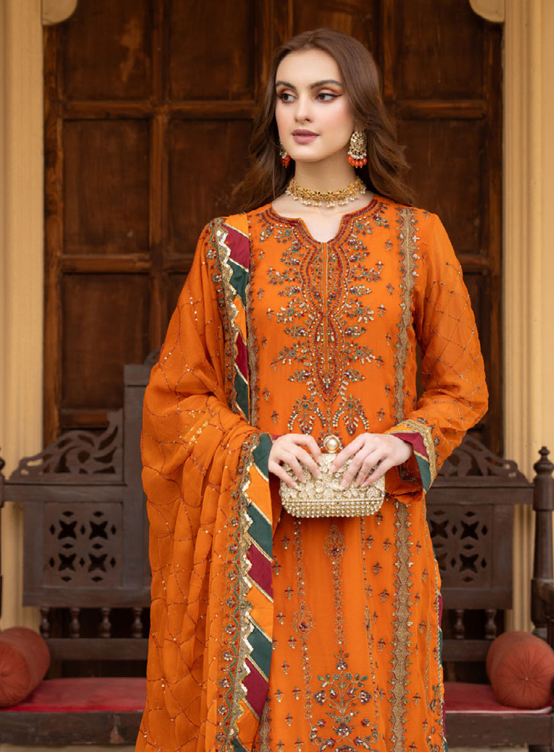 Lallaria By Noorma Kaamal Luxury Embroidered Chiffon 4 Piece Unstitched Suit NK24LV2 NK-LLC-11 Lallaria By Noorma Kaamal Luxury Embroidered Chiffon 4 Piece Unstitched Suit NK24LV2 NK-LLC-11