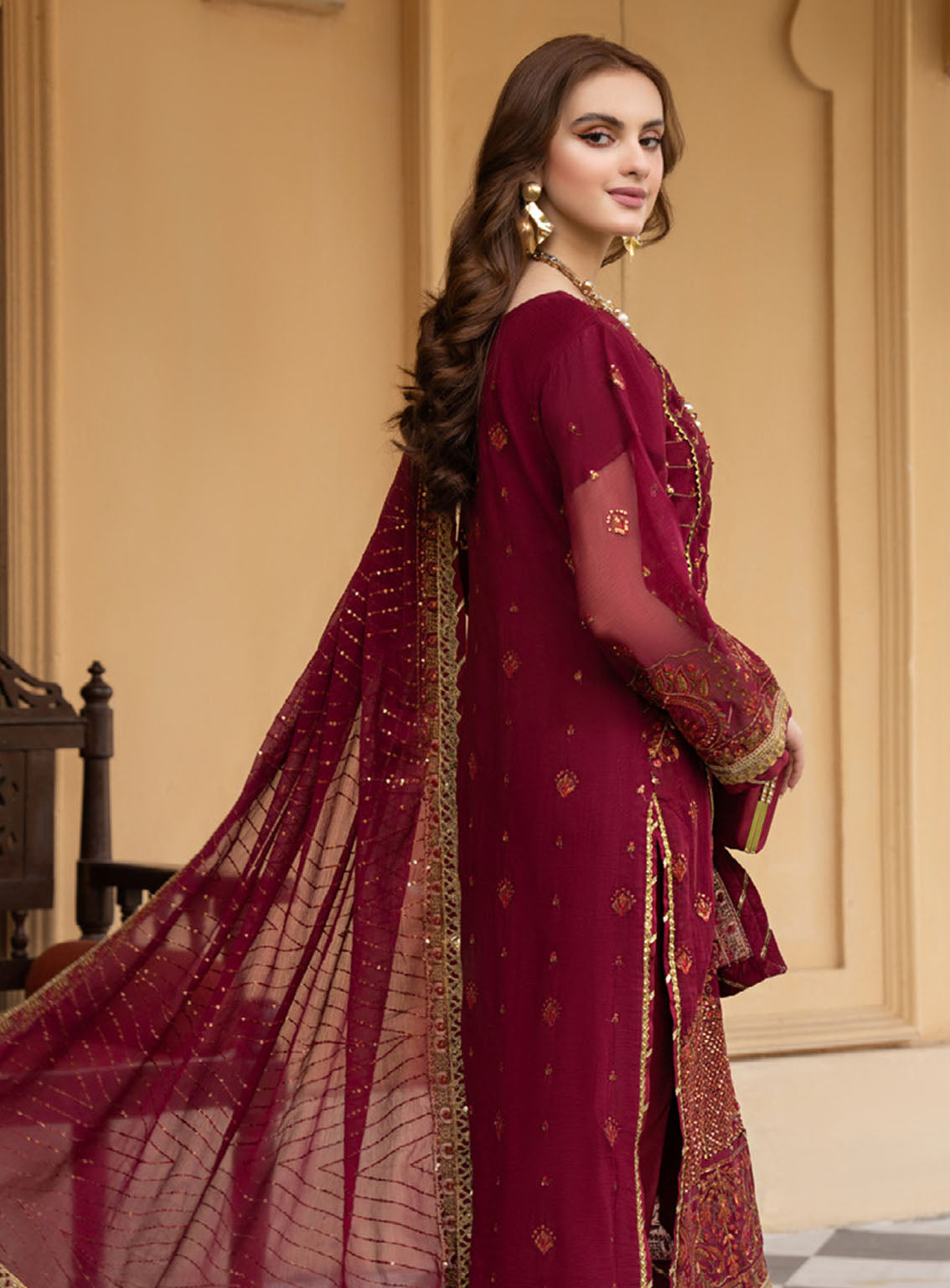 Lallaria By Noorma Kaamal Luxury Embroidered Chiffon 4 Piece Unstitched Suit NK24LV2 NK-LLC-12 Lallaria By Noorma Kaamal Luxury Embroidered Chiffon 4 Piece Unstitched Suit NK24LV2 NK-LLC-12