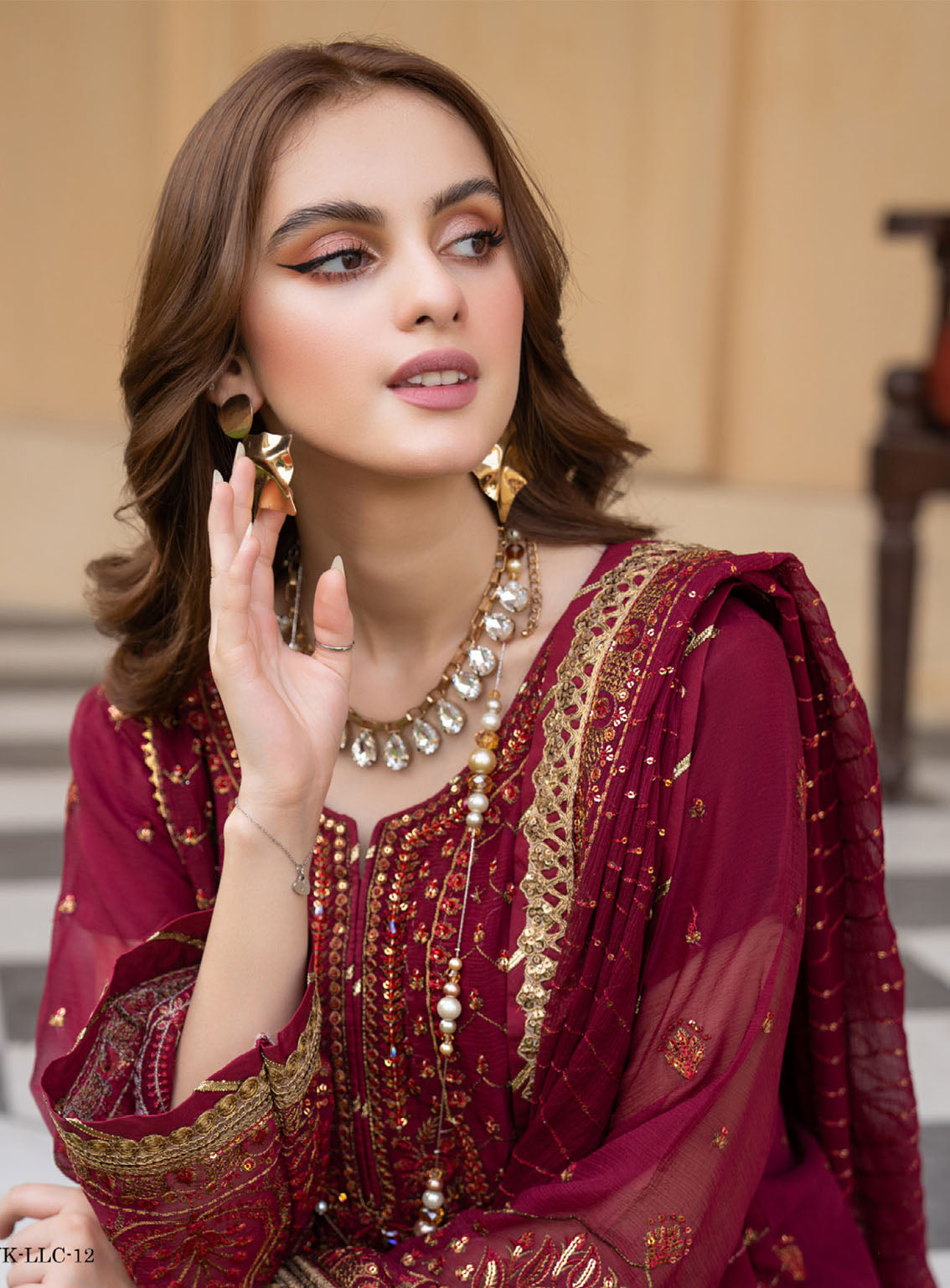 Lallaria By Noorma Kaamal Luxury Embroidered Chiffon 4 Piece Unstitched Suit NK24LV2 NK-LLC-12 Lallaria By Noorma Kaamal Luxury Embroidered Chiffon 4 Piece Unstitched Suit NK24LV2 NK-LLC-12