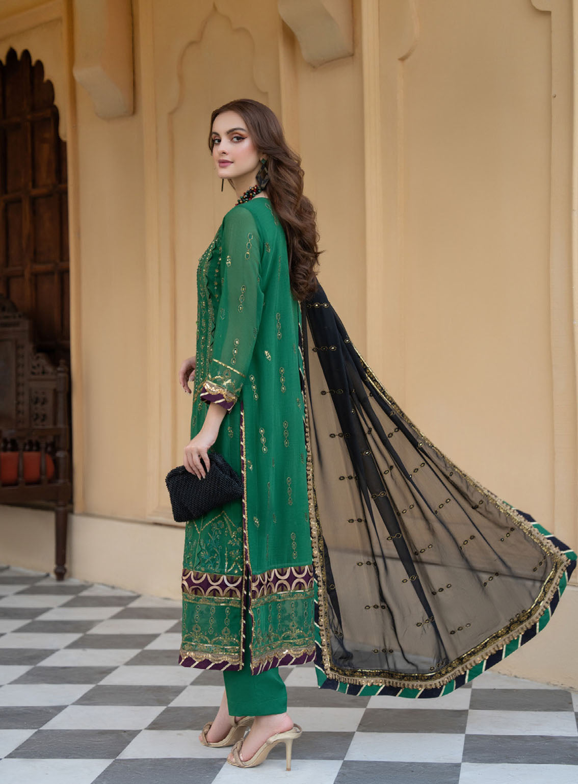 Lallaria By Noorma Kaamal Luxury Embroidered Chiffon 4 Piece Unstitched Suit NK24LV2 NK-LLC-13 Lallaria By Noorma Kaamal Luxury Embroidered Chiffon 4 Piece Unstitched Suit NK24LV2 NK-LLC-13