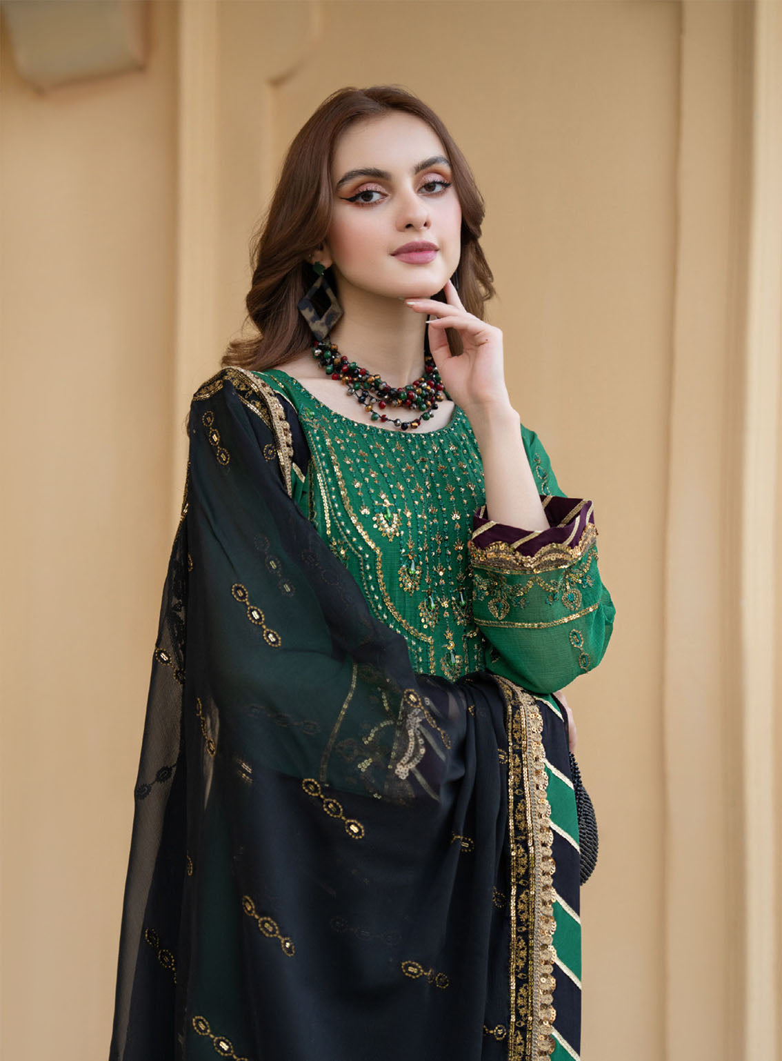Lallaria By Noorma Kaamal Luxury Embroidered Chiffon 4 Piece Unstitched Suit NK24LV2 NK-LLC-13 Lallaria By Noorma Kaamal Luxury Embroidered Chiffon 4 Piece Unstitched Suit NK24LV2 NK-LLC-13