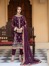 Lallaria By Noorma Kaamal Luxury Embroidered Chiffon 4 Piece Unstitched Suit NK24LV2 NK-LLC-15