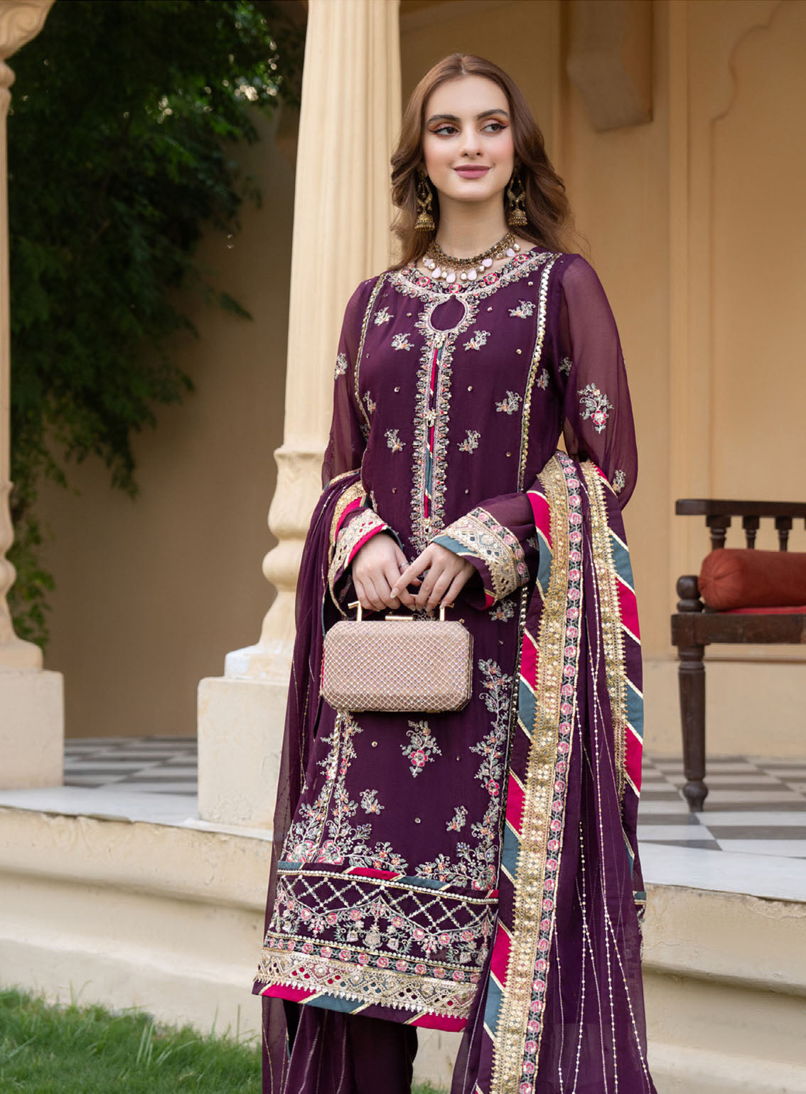Lallaria By Noorma Kaamal Luxury Embroidered Chiffon 4 Piece Unstitched Suit NK24LV2 NK-LLC-15 Lallaria By Noorma Kaamal Luxury Embroidered Chiffon 4 Piece Unstitched Suit NK24LV2 NK-LLC-15