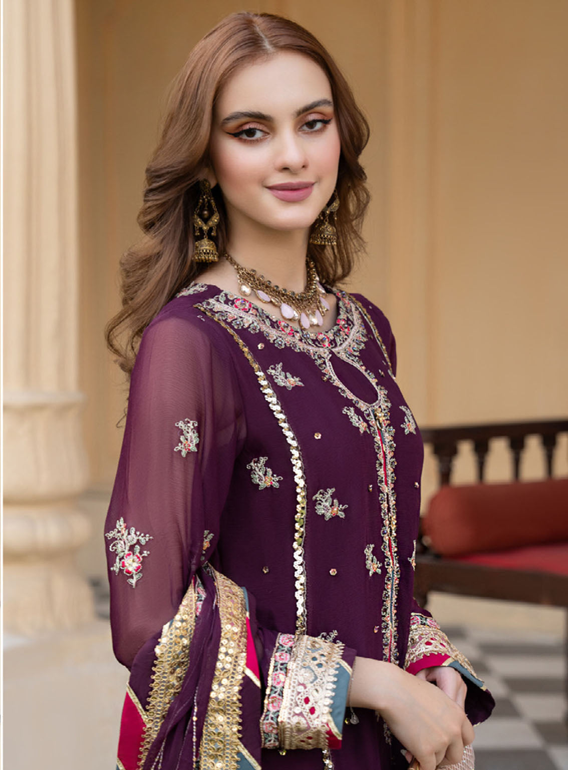 Lallaria By Noorma Kaamal Luxury Embroidered Chiffon 4 Piece Unstitched Suit NK24LV2 NK-LLC-15 Lallaria By Noorma Kaamal Luxury Embroidered Chiffon 4 Piece Unstitched Suit NK24LV2 NK-LLC-15