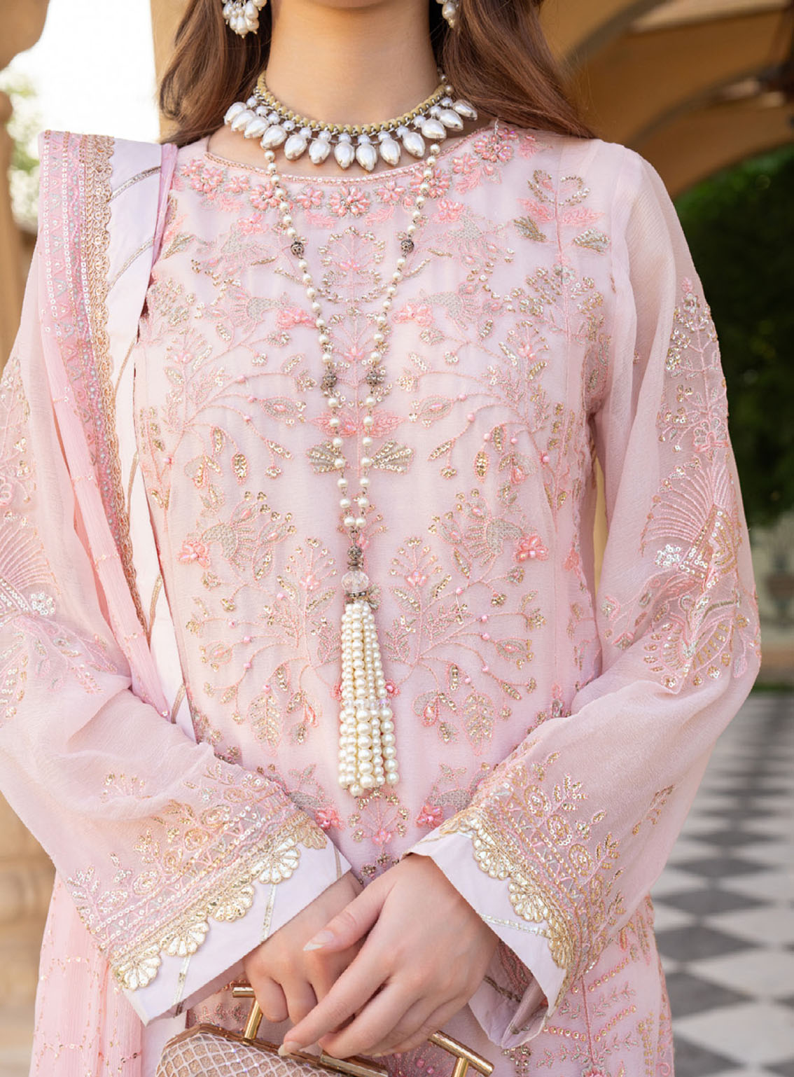 Lallaria By Noorma Kaamal Luxury Embroidered Chiffon 4 Piece Unstitched Suit NK24LV2 NK-LLC-16 Lallaria By Noorma Kaamal Luxury Embroidered Chiffon 4 Piece Unstitched Suit NK24LV2 NK-LLC-16
