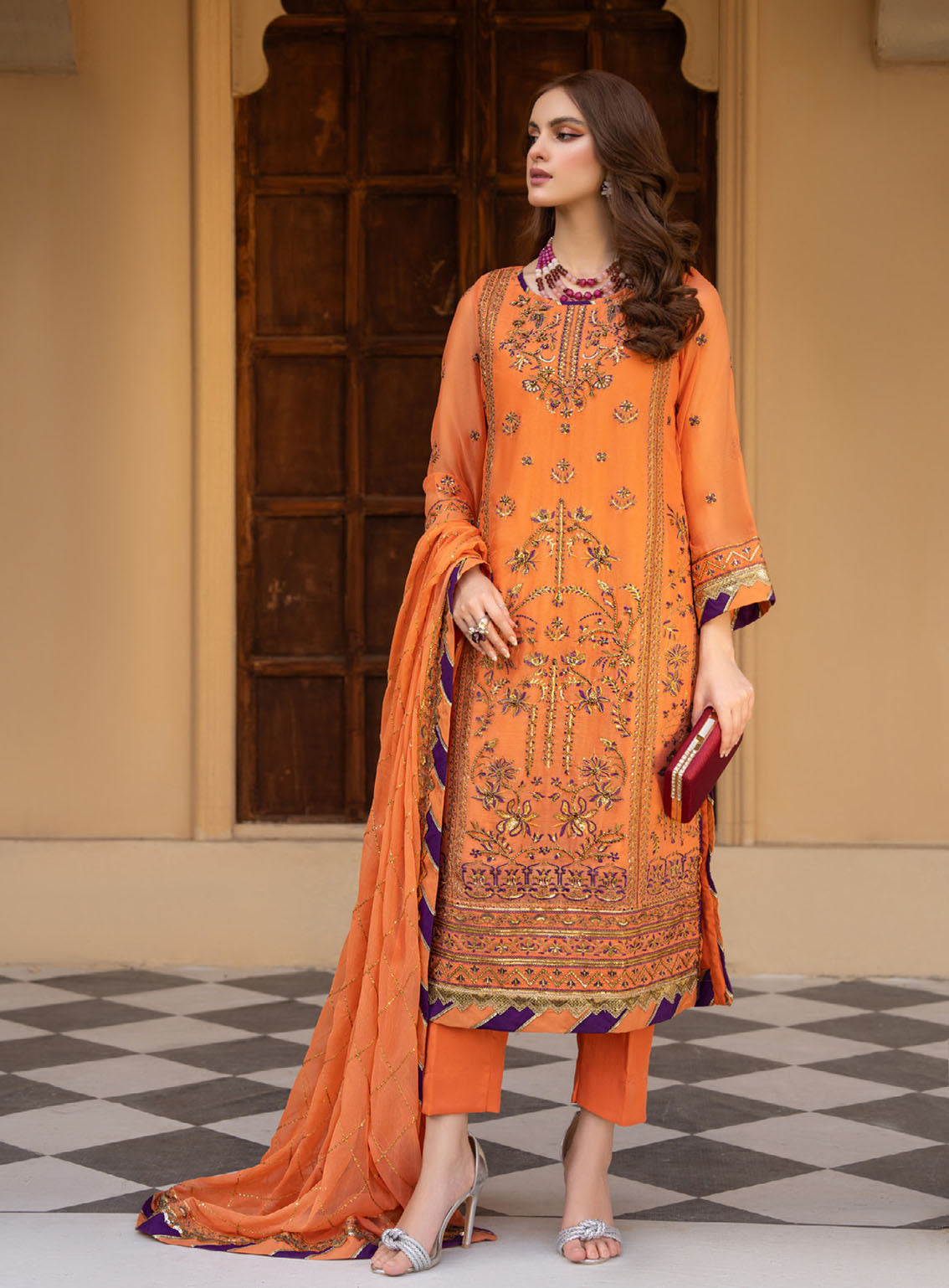 Lallaria By Noorma Kaamal Luxury Embroidered Chiffon 4 Piece Unstitched Suit NK24LV2 NK-LLC-17 Lallaria By Noorma Kaamal Luxury Embroidered Chiffon 4 Piece Unstitched Suit NK24LV2 NK-LLC-17