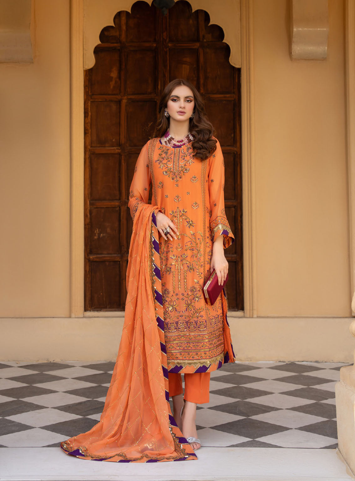 Lallaria By Noorma Kaamal Luxury Embroidered Chiffon 4 Piece Unstitched Suit NK24LV2 NK-LLC-17 Lallaria By Noorma Kaamal Luxury Embroidered Chiffon 4 Piece Unstitched Suit NK24LV2 NK-LLC-17