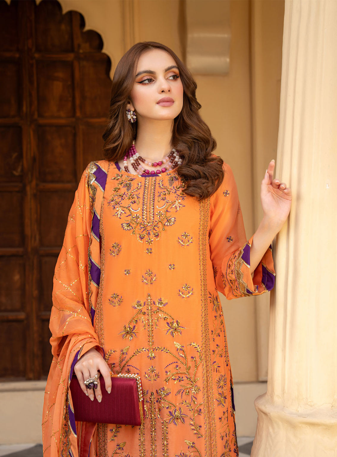 Lallaria By Noorma Kaamal Luxury Embroidered Chiffon 4 Piece Unstitched Suit NK24LV2 NK-LLC-17 Lallaria By Noorma Kaamal Luxury Embroidered Chiffon 4 Piece Unstitched Suit NK24LV2 NK-LLC-17