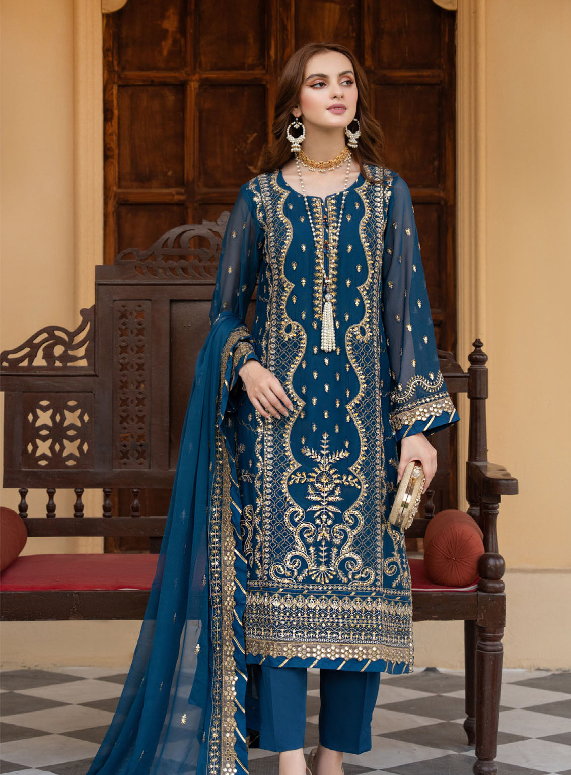 Lallaria By Noorma Kaamal Luxury Embroidered Chiffon 4 Piece Unstitched Suit NK24LV2 NK-LLC-18 Lallaria By Noorma Kaamal Luxury Embroidered Chiffon 4 Piece Unstitched Suit NK24LV2 NK-LLC-18