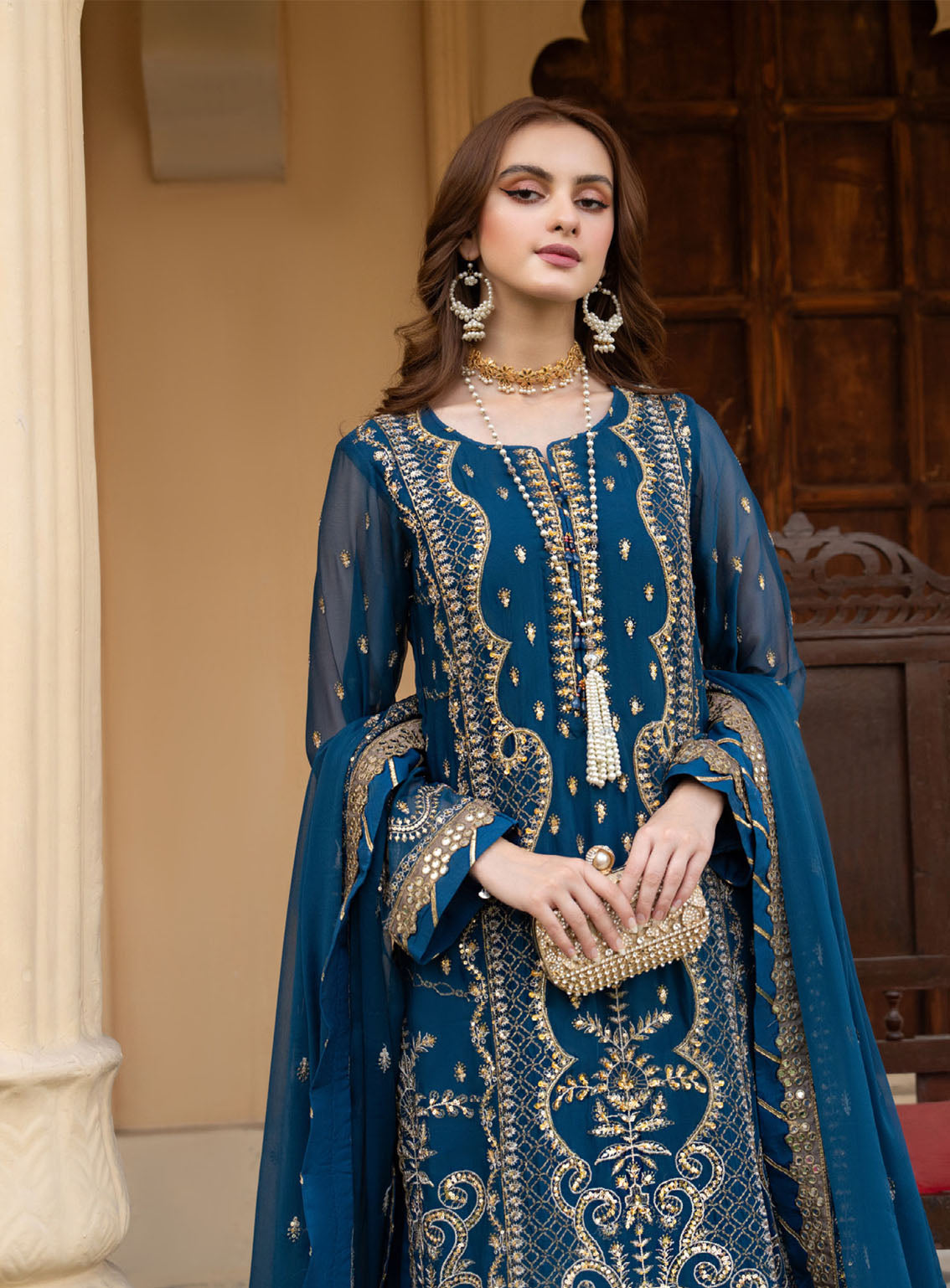 Lallaria By Noorma Kaamal Luxury Embroidered Chiffon 4 Piece Unstitched Suit NK24LV2 NK-LLC-18 Lallaria By Noorma Kaamal Luxury Embroidered Chiffon 4 Piece Unstitched Suit NK24LV2 NK-LLC-18