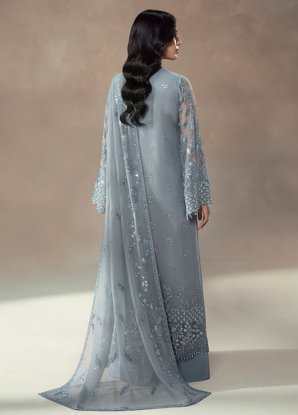Lamisah By Lavish Premium Afsanah Embroidered Chiffon 3 Piece Unstitched Suit LP25LA D-01 MOONLIT MIST Lamisah By Lavish Premium Afsanah Embroidered Chiffon 3 Piece Unstitched Suit LP25LA D-01 MOONLIT MIST