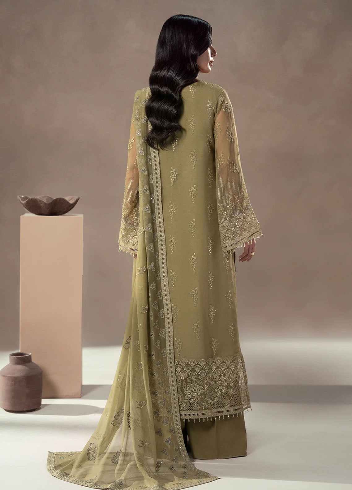 Lamisah By Lavish Premium Afsanah Embroidered Chiffon 3 Piece Unstitched Suit LP25LA D-05 SAGE EMPRESS Lamisah By Lavish Premium Afsanah Embroidered Chiffon 3 Piece Unstitched Suit LP25LA D-05 SAGE EMPRESS