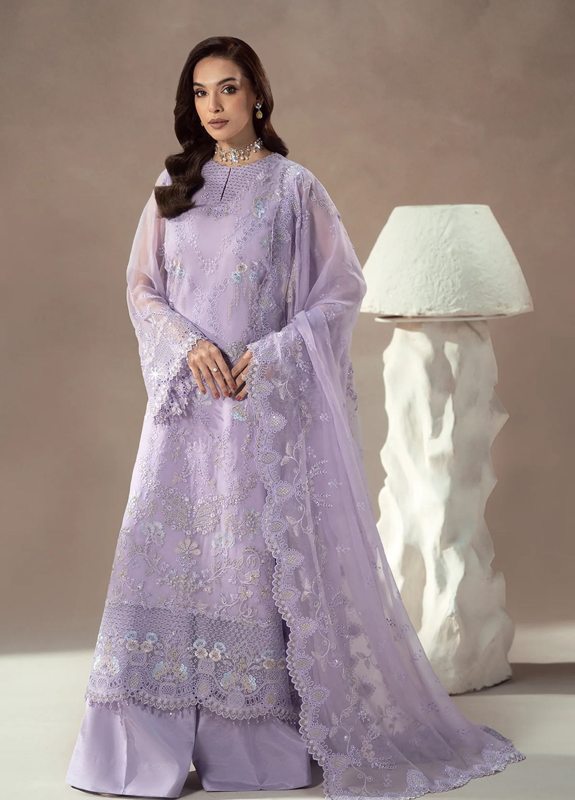 Lamisah By Lavish Premium Afsanah Embroidered Chiffon 3 Piece Unstitched Suit LP25LA D-06 LILAC REVERIE Lamisah By Lavish Premium Afsanah Embroidered Chiffon 3 Piece Unstitched Suit LP25LA D-06 LILAC REVERIE