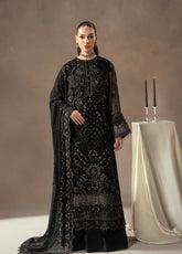 Lamisah By Lavish Premium Afsanah Embroidered Chiffon 3 Piece Unstitched Suit LP25LA D-08 NOIR ROYALE