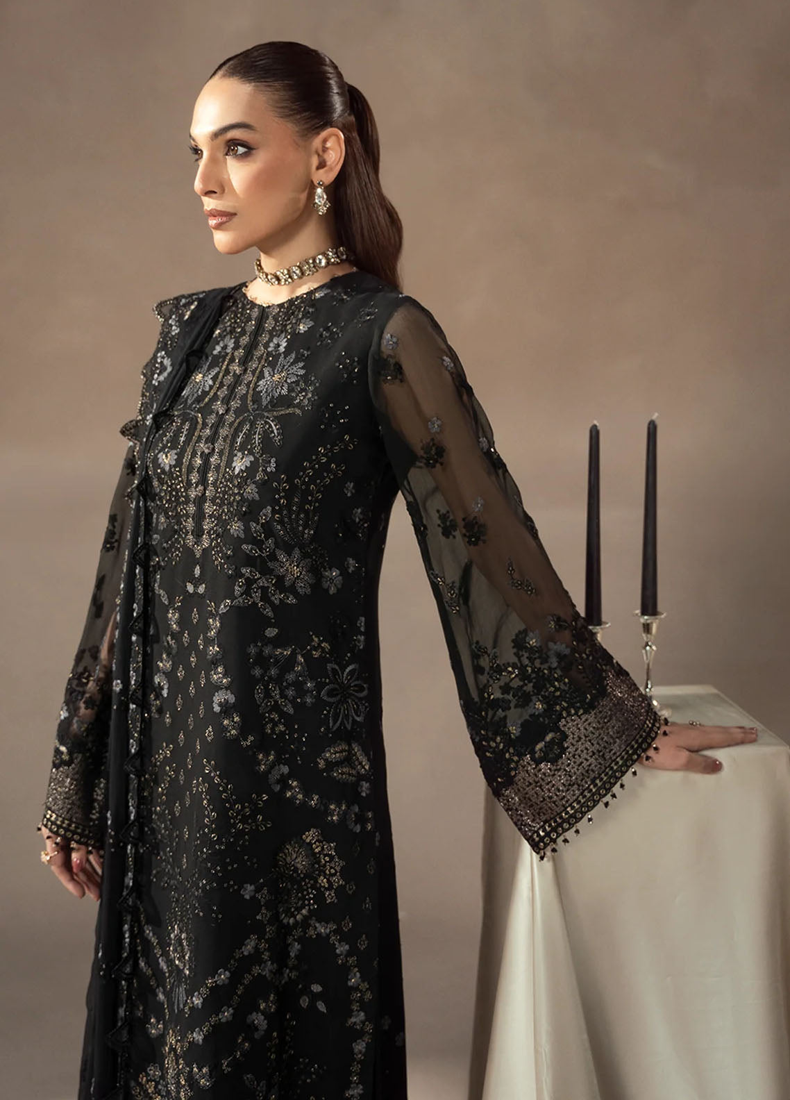 Lamisah By Lavish Premium Afsanah Embroidered Chiffon 3 Piece Unstitched Suit LP25LA D-08 NOIR ROYALE Lamisah By Lavish Premium Afsanah Embroidered Chiffon 3 Piece Unstitched Suit LP25LA D-08 NOIR ROYALE