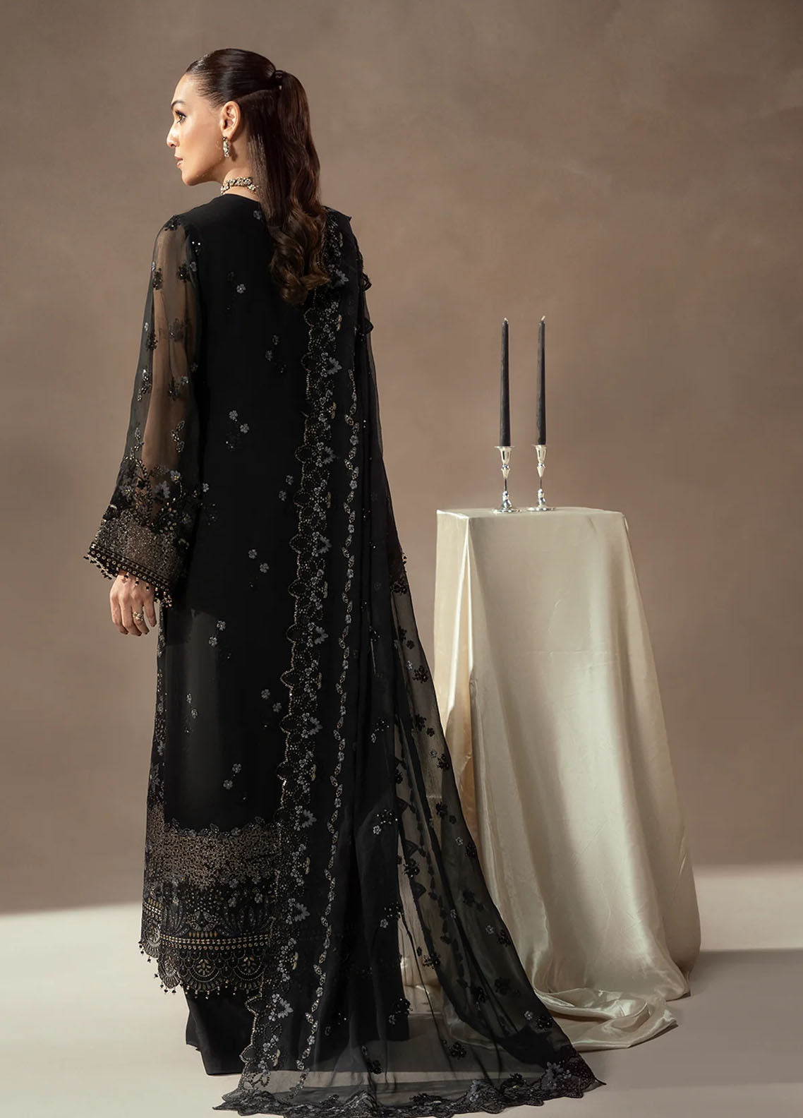 Lamisah By Lavish Premium Afsanah Embroidered Chiffon 3 Piece Unstitched Suit LP25LA D-08 NOIR ROYALE Lamisah By Lavish Premium Afsanah Embroidered Chiffon 3 Piece Unstitched Suit LP25LA D-08 NOIR ROYALE