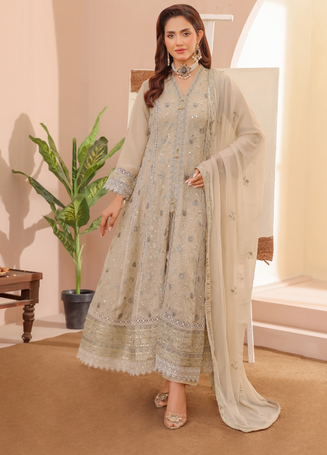 Layla By Noori Fabrics Embroidered Chiffon 3 Piece Stitched Suit NF25LG D-03 Layla By Noori Fabrics Embroidered Chiffon 3 Piece Stitched Suit NF25LG D-03