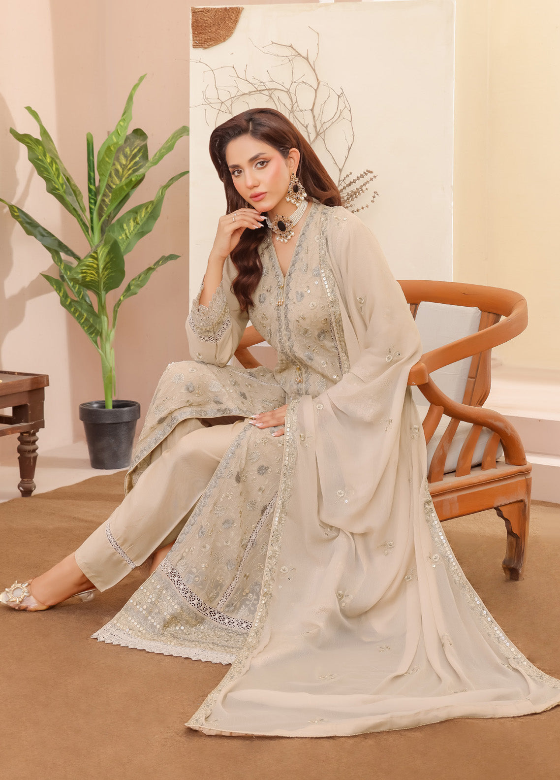Layla By Noori Fabrics Embroidered Chiffon 3 Piece Stitched Suit NF25LG D-03 Layla By Noori Fabrics Embroidered Chiffon 3 Piece Stitched Suit NF25LG D-03