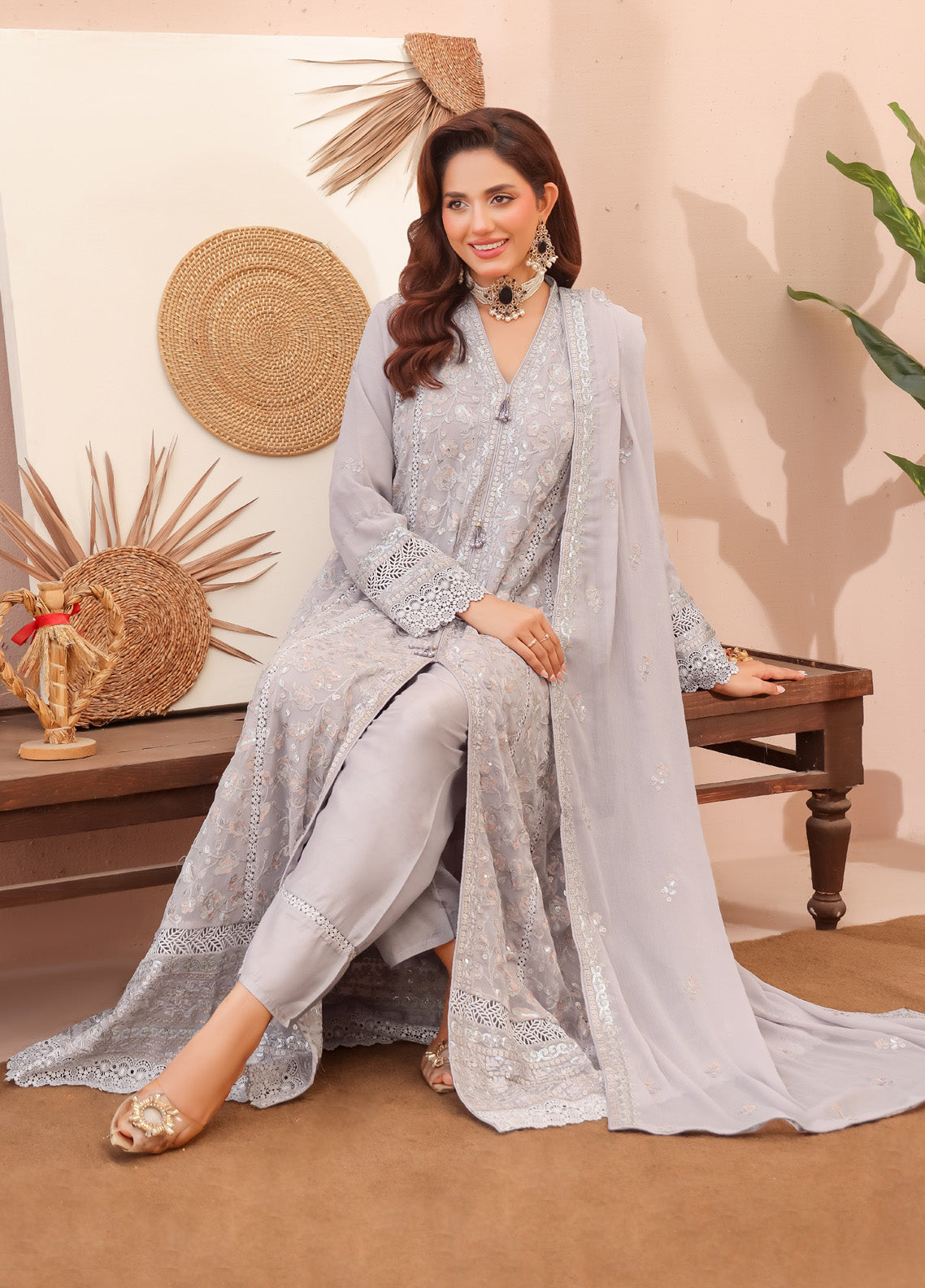Layla By Noori Fabrics Embroidered Chiffon 3 Piece Stitched Suit NF25LG D-04 Layla By Noori Fabrics Embroidered Chiffon 3 Piece Stitched Suit NF25LG D-04