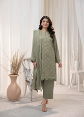 LSM Lakhany Printed Cashmi Vool 3 Piece Unstitched Suit LSM24CV LG-UB-0095-B