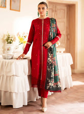 Lumiere By Saad Shaikh Embroidered Silk 3 Piece Unstitched Suit SSK24LF D-07 CORAL