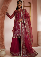 Luminara By Ayzel Afrozeh Embroidered Organza 3 Piece Unstitched Suit AF24LA AWF-03 RUBY