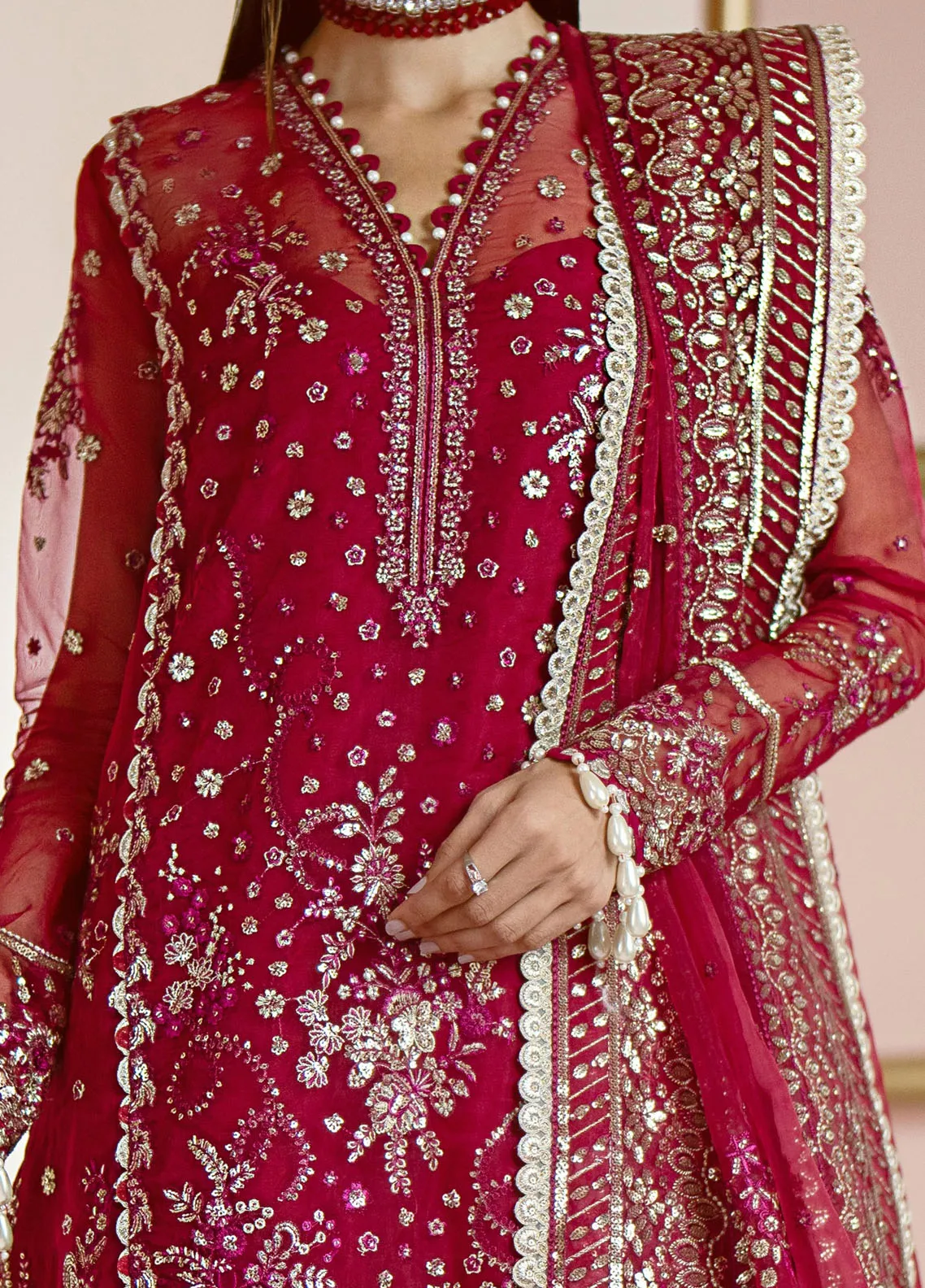 Luminara By Ayzel Afrozeh Embroidered Organza 3 Piece Unstitched Suit AF24LA AWF-03 RUBY Luminara By Ayzel Afrozeh Embroidered Organza 3 Piece Unstitched Suit AF24LA AWF-03 RUBY
