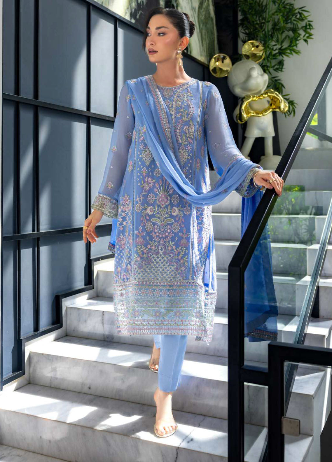 Luminara By Manahil Lakhani Embroidered Chiffon 3 Piece Unstitched Suit ML25L D-CE-05 AZURA Luminara By Manahil Lakhani Embroidered Chiffon 3 Piece Unstitched Suit ML25L D-CE-05 AZURA
