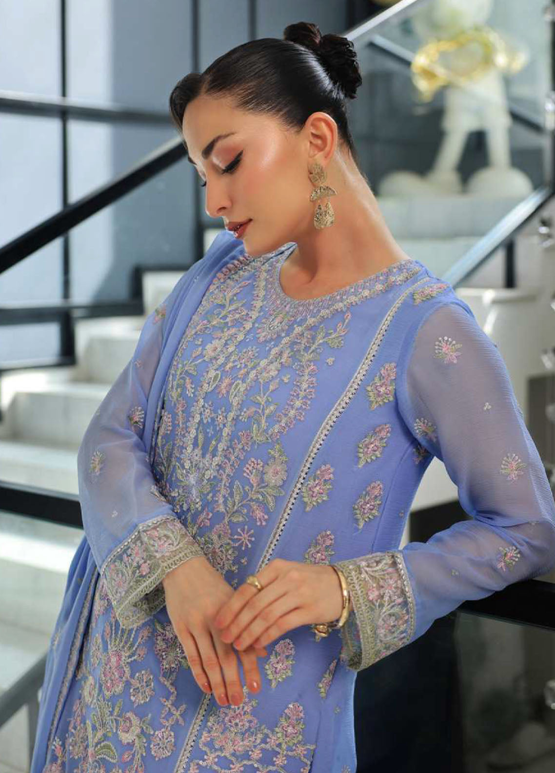 Luminara By Manahil Lakhani Embroidered Chiffon 3 Piece Unstitched Suit ML25L D-CE-05 AZURA Luminara By Manahil Lakhani Embroidered Chiffon 3 Piece Unstitched Suit ML25L D-CE-05 AZURA