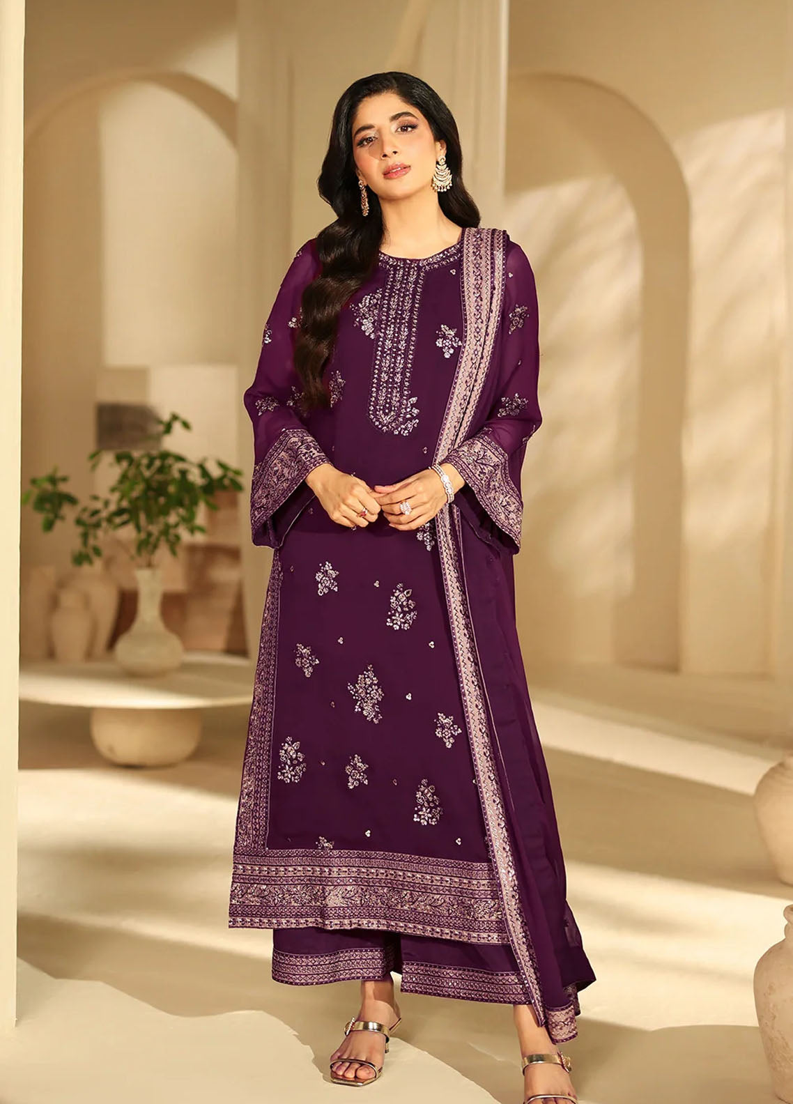 Luxè By Azure Embroidered Chiffon 3 Piece Unstitched Suit AZU25L D-BURGUNDY BLOSSOM Luxè By Azure Embroidered Chiffon 3 Piece Unstitched Suit AZU25L D-BURGUNDY BLOSSOM