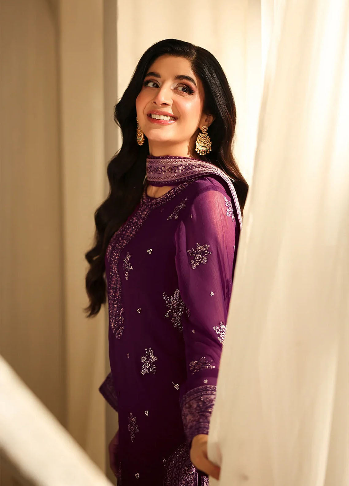 Luxè By Azure Embroidered Chiffon 3 Piece Unstitched Suit AZU25L D-BURGUNDY BLOSSOM Luxè By Azure Embroidered Chiffon 3 Piece Unstitched Suit AZU25L D-BURGUNDY BLOSSOM