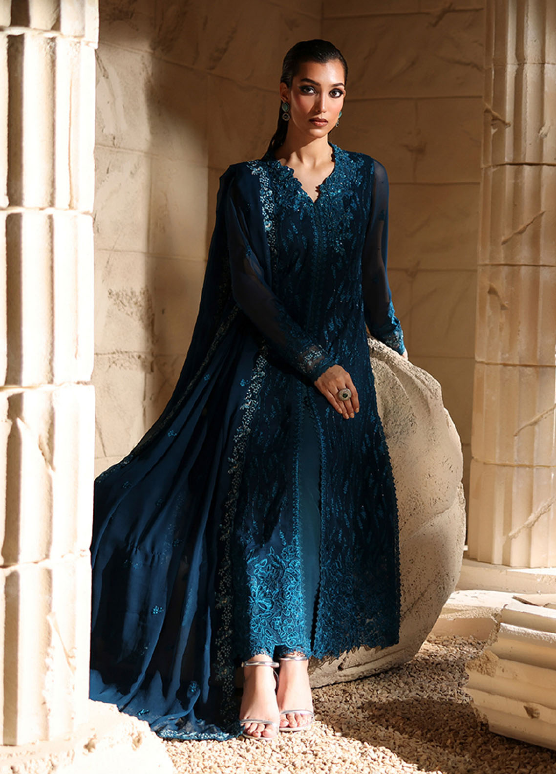 Luxè By Azure Embroidered Chiffon 3 Piece Unstitched Suit AZU25L D-CELESTE Luxè By Azure Embroidered Chiffon 3 Piece Unstitched Suit AZU25L D-CELESTE