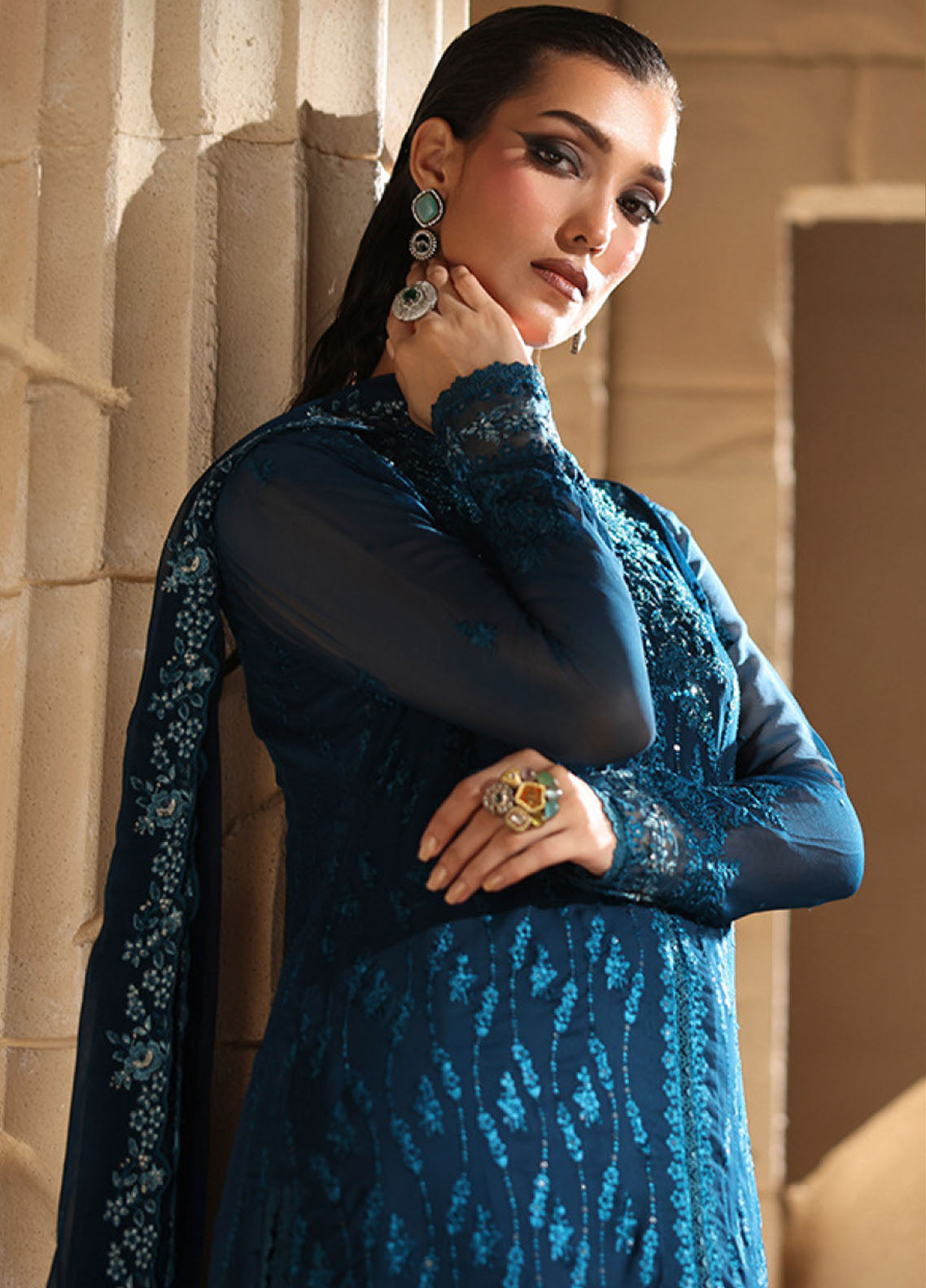 Luxè By Azure Embroidered Chiffon 3 Piece Unstitched Suit AZU25L D-CELESTE Luxè By Azure Embroidered Chiffon 3 Piece Unstitched Suit AZU25L D-CELESTE