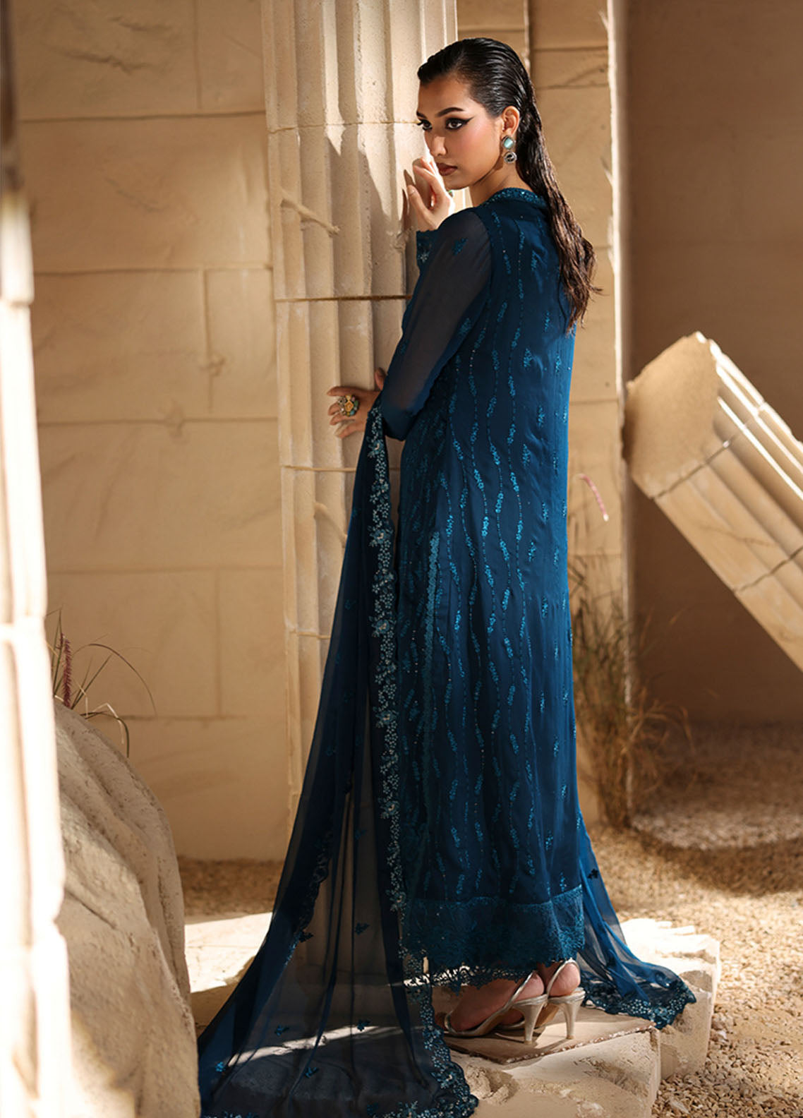 Luxè By Azure Embroidered Chiffon 3 Piece Unstitched Suit AZU25L D-CELESTE Luxè By Azure Embroidered Chiffon 3 Piece Unstitched Suit AZU25L D-CELESTE