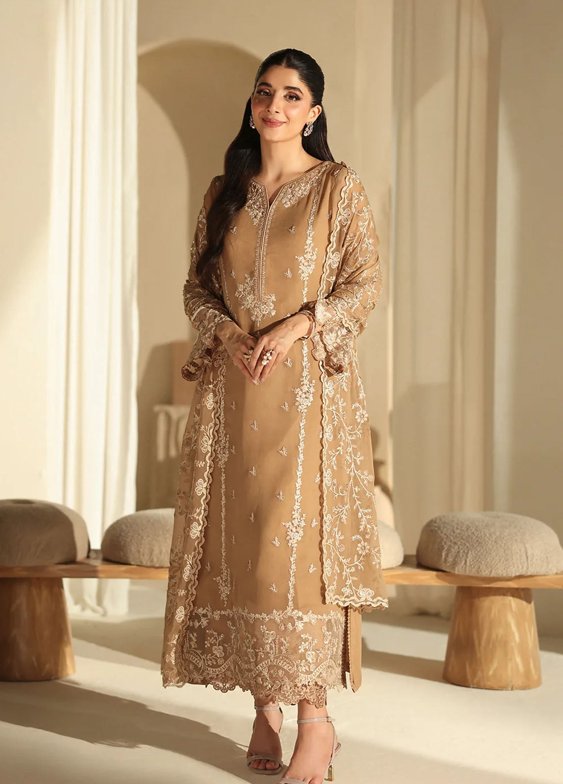 Luxè By Azure Embroidered Chiffon 3 Piece Unstitched Suit AZU25L D-MOCHA HERITAGE Luxè By Azure Embroidered Chiffon 3 Piece Unstitched Suit AZU25L D-MOCHA HERITAGE