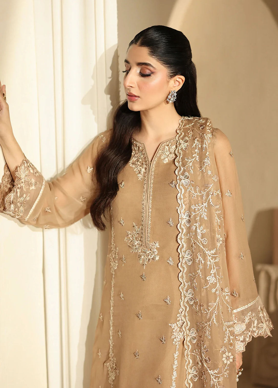 Luxè By Azure Embroidered Chiffon 3 Piece Unstitched Suit AZU25L D-MOCHA HERITAGE Luxè By Azure Embroidered Chiffon 3 Piece Unstitched Suit AZU25L D-MOCHA HERITAGE