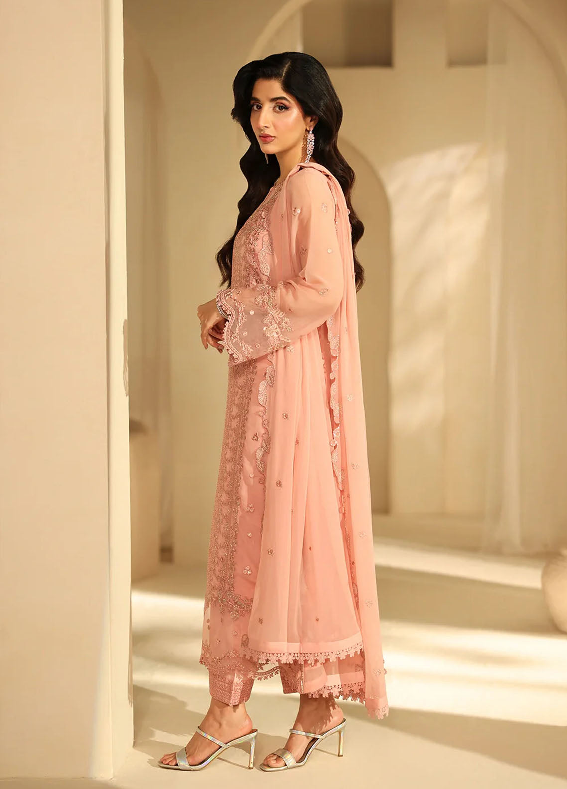 Luxè By Azure Embroidered Chiffon 3 Piece Unstitched Suit AZU25L D-ROSELLE Luxè By Azure Embroidered Chiffon 3 Piece Unstitched Suit AZU25L D-ROSELLE