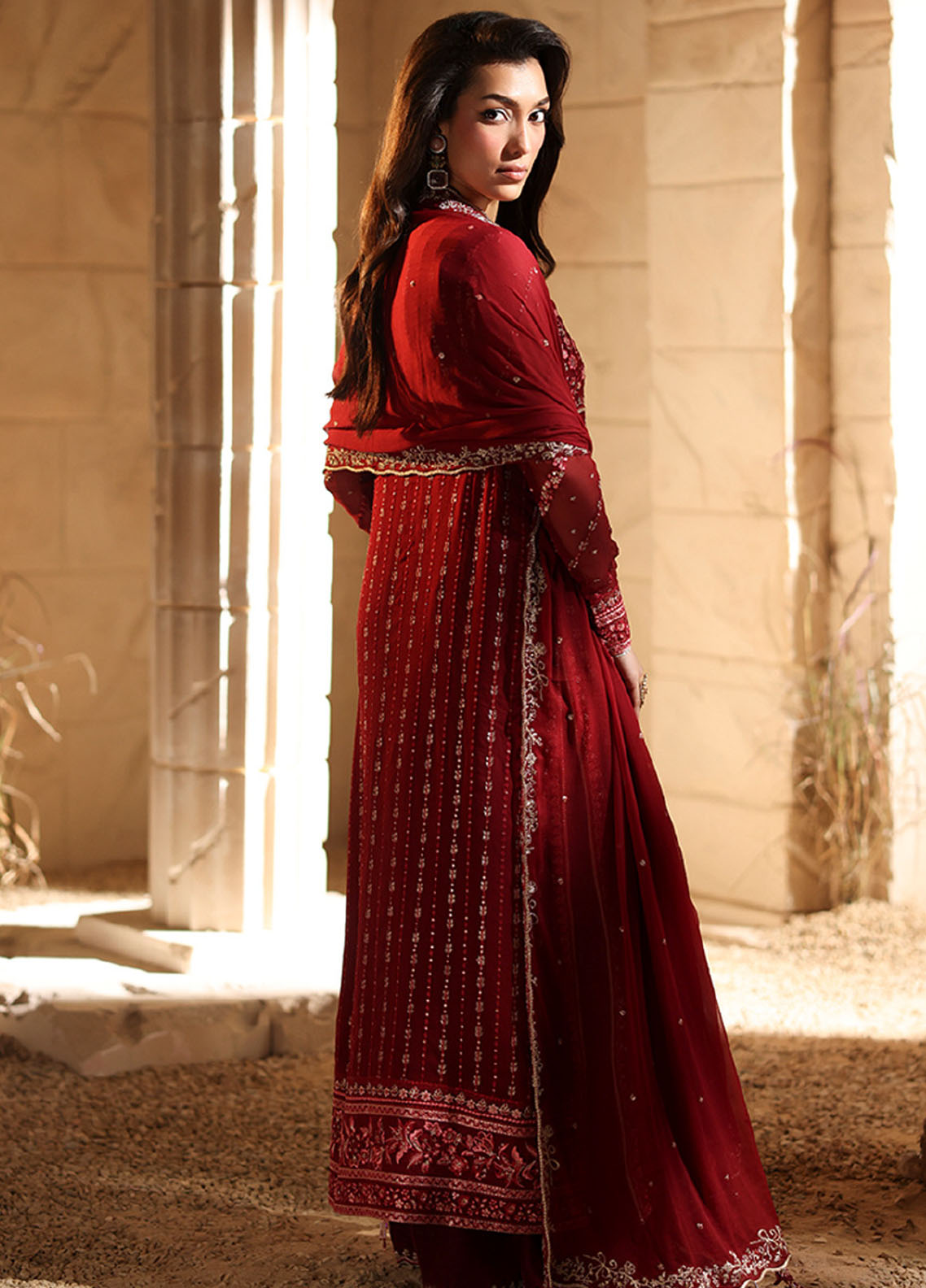 Luxè By Azure Embroidered Chiffon 3 Piece Unstitched Suit AZU25L D-RUBRUM Luxè By Azure Embroidered Chiffon 3 Piece Unstitched Suit AZU25L D-RUBRUM