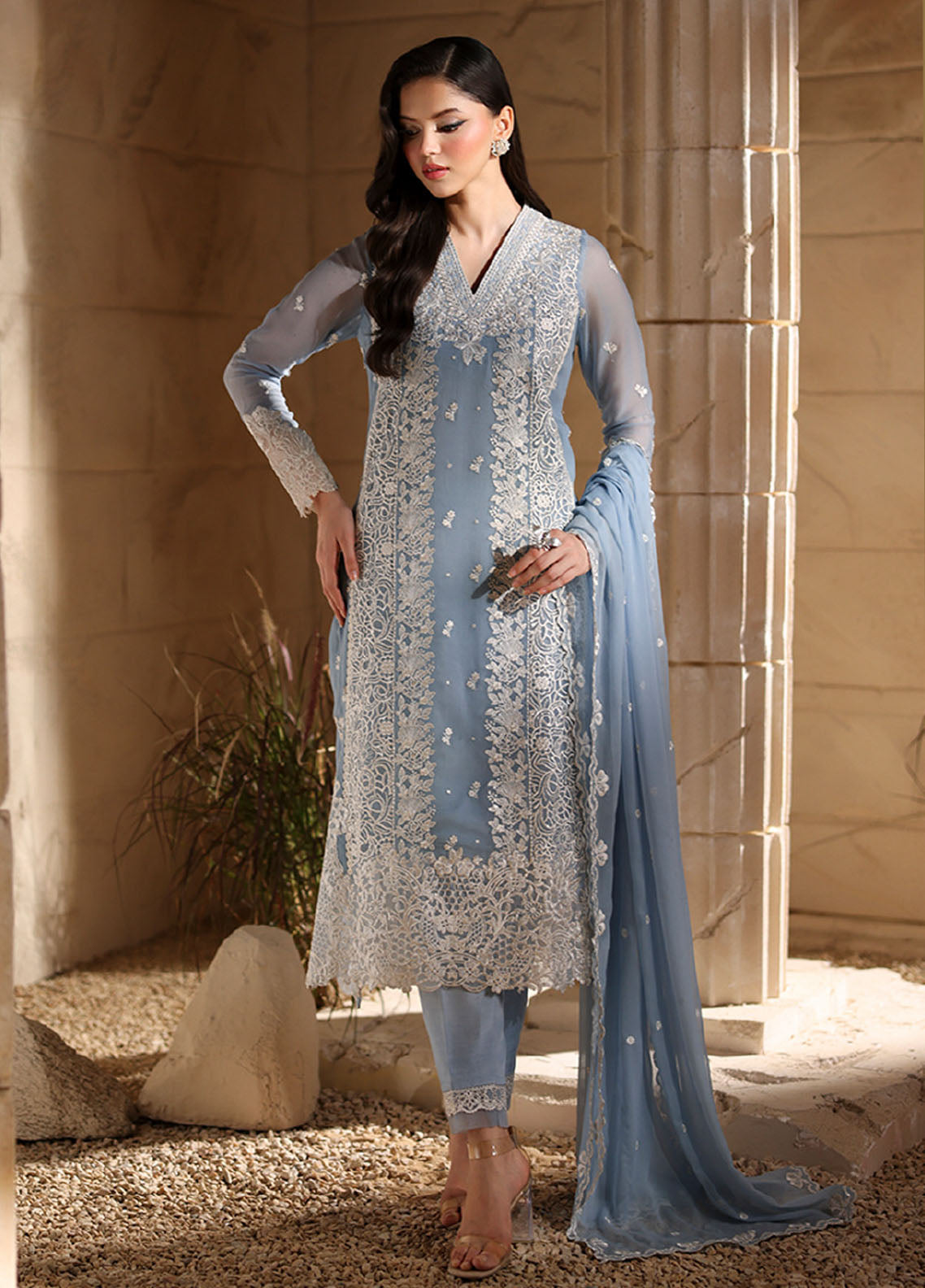 Luxè By Azure Embroidered Chiffon 3 Piece Unstitched Suit AZU25L D-SÉRÉNITÉ Luxè By Azure Embroidered Chiffon 3 Piece Unstitched Suit AZU25L D-SÉRÉNITÉ